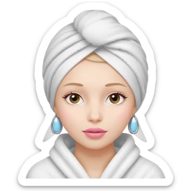 A gril that her head covered with towel and skincare sticker