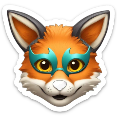 Fox with a carnival mask sticker
