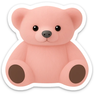 Remove all shadows from the teddy bear, keep the pink and white fur, no background or shadow, flat lighting. The style should maintain the look of a soft plush teddy bear with pink and white fur, without any shadows or background. sticker