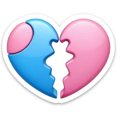 blue and pink heart together  sticker