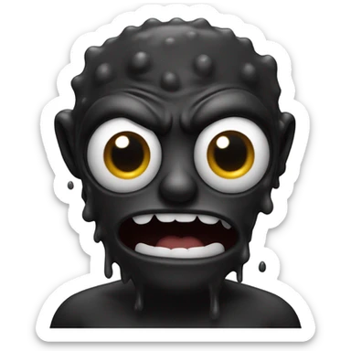 Man turning into black goo monster with one eye and no mouth sticker