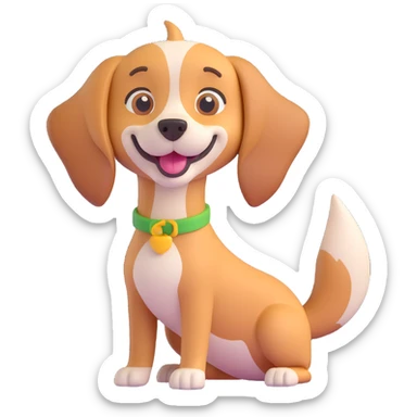dog standing, 3D emoji style, wagging tail, cheerful expression sticker