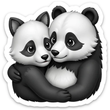 Wolf and panda bear in love sticker