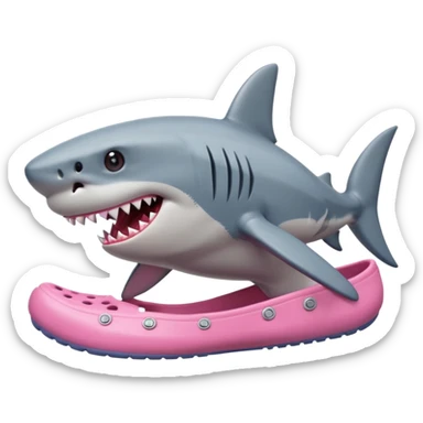 Shark in pink crocs sticker