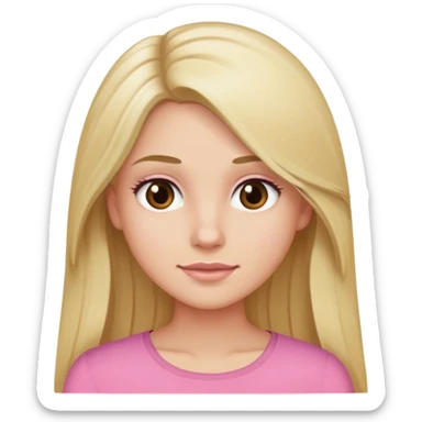 Rubia de pelo largo, ojos marrones, top rosa,  sticker