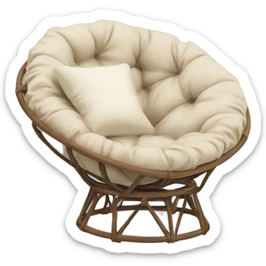 Light brown Papasan chair with cream cushion  sticker