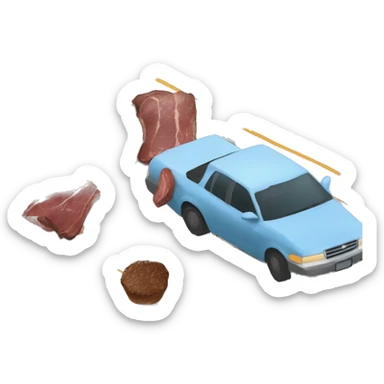 Ron Swanson stuck in traffic with a steak sticker