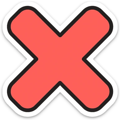 colored X symbol icon for 'no' or 'close' sticker