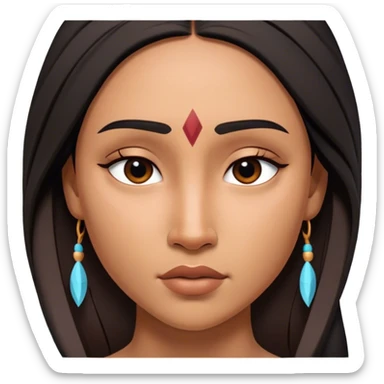 Cinematic Realistic Pocahontas Portrait, depicted with lifelike skin texture, soft natural lighting, and intricately detailed long, flowing raven-black hair that moves gracefully in the wind. Her deep, soulful dark brown eyes exude wisdom and strength, complemented by a serene yet powerful expression. She is shown gently holding a feather in one hand, her other hand resting lightly at her side, embodying the harmonious balance between nature and herself. She is dressed in her classic one-shoulder native American dress, with rich fabric textures and delicate beaded details that catch the light beautifully. The portrait features a soft, sun-kissed glow with a natural, radiant finish, capturing the essence of untamed beauty and deep connection to nature in a realistic and painterly style, evoking a sense of depth and authenticity. sticker