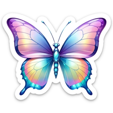 Transparent Shiny Glossy Pastel Gradient Hue Iridescent Crystal Butterfly sticker