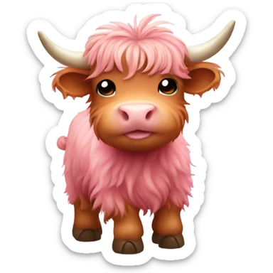 Cute pink baby highland cow sticker