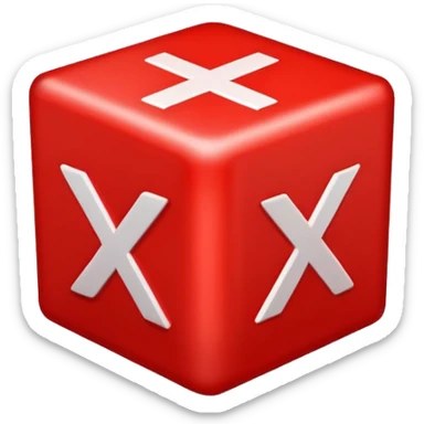 2D thick glowing red square box with bold X mark inside sticker