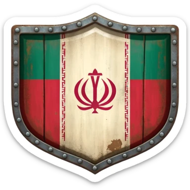 rectangular shield with old the flag of Iran sticker