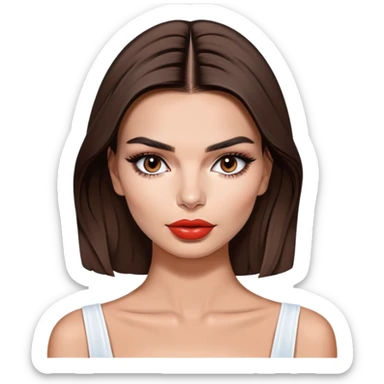 Emily Ratajkowski, beautiful fashion model with brunette hair, full lips, defined eyebrows sticker