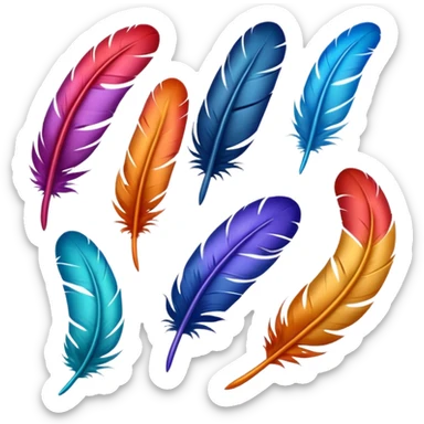 Different colored feathers falling ￼ sticker