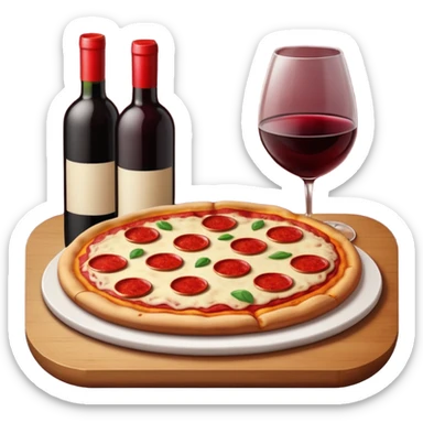 pizza with wine sticker