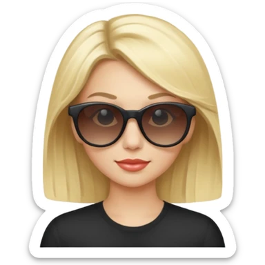 A woman with blonde hair wearing cool sunglasses. sticker