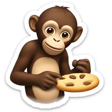 monkey eating monkey  cookie  sticker