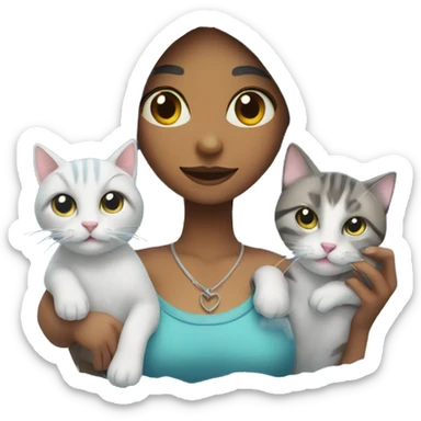 Girl with three cats in ice cube  sticker