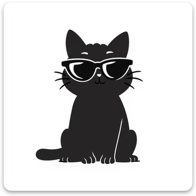 cat wearing sunglasses, hand-drawn doodle style sticker