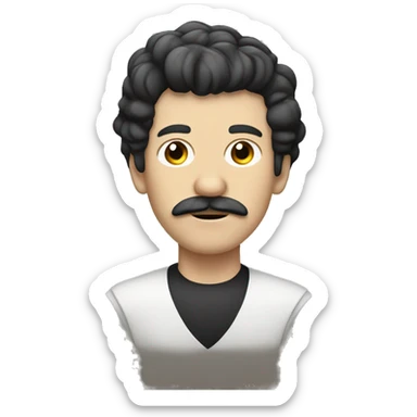 Germán man with white skin, square mustache and Benito Juarez hair sticker
