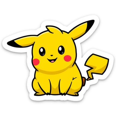 cartoon Pikachu with poop emoji sticker
