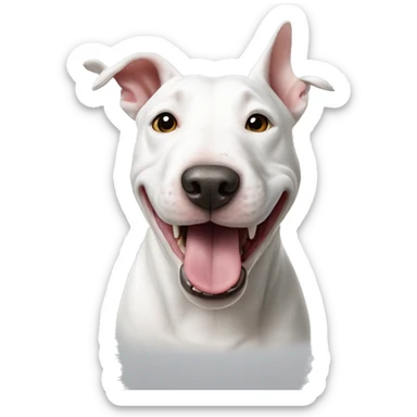 White Bull terrier with silly face sticker