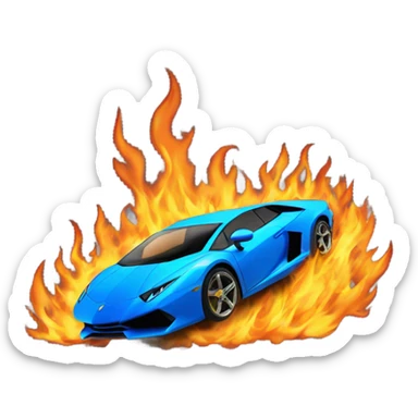lamborghini, blue fire  sticker