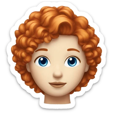 Redhead with fluffy short haire with blue eyes one person face emoji sticker