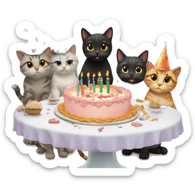 six cats birthday party sticker
