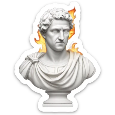 white roman bust on fire sticker