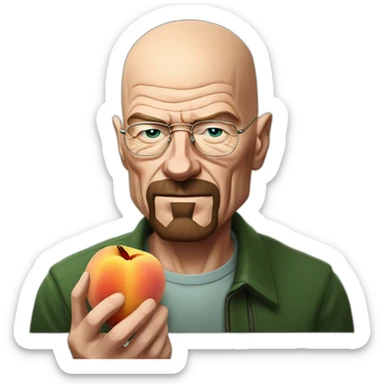 Walter white eating a peach in his mounth sticker