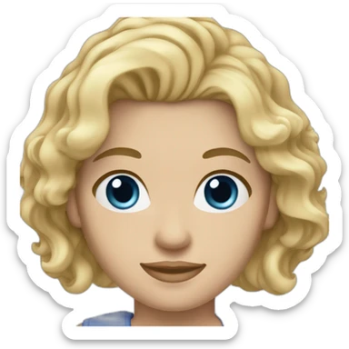 caucasian wavy blonde medium haired blue eyed woman sticker