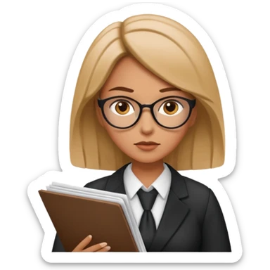 female lawyer reading a document sticker