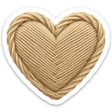 Knitted beige yarn heart sticker