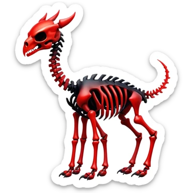A black and red gradient epic shiny cool edgy skeletal animal, full body sticker