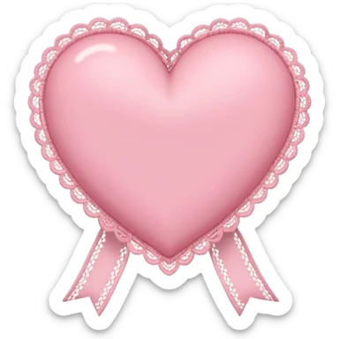 cute baby pink colored heart with lace trimming and with a lace ribbon on the left top, tilted a bit sticker
