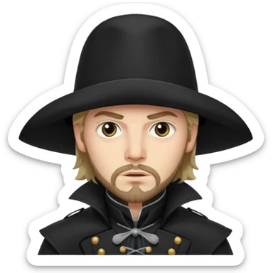 Athos, musketeer in black trench coat sticker