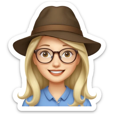 hatted womanwith glasses and long hair sticker