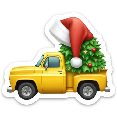 Chevy truck with a Santa hat sticker