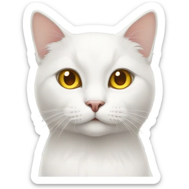 White cat with brown swatches and yellow eyes  sticker