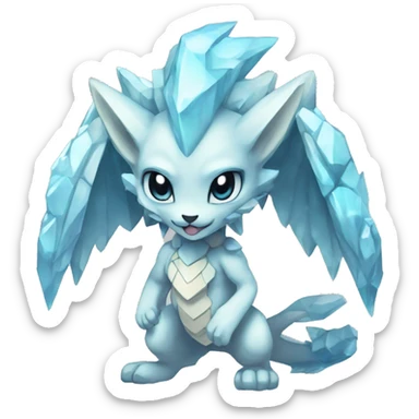 a anthro crystallized chibi-style rock-type-ice-type Fakémon-hybrid full body sticker