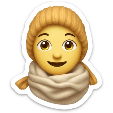 smiling face with tears emoji as basic "🥲". Additionally with scarf and ear warmers  sticker