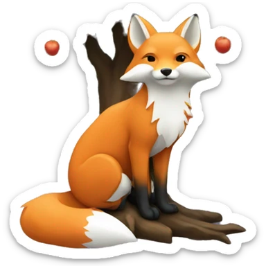 fox under the tree sticker