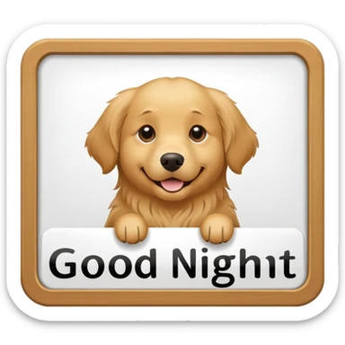 A golden retriever with the sign that says good night sticker