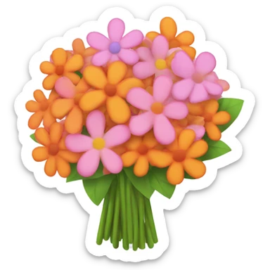 a flower bouquet with the colors of pink and orange  sticker