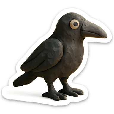 claymation style crow sticker