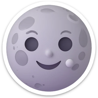 A smooth gray Mercury emoji, moon-like, with white impact marks and lighter plain patches sticker