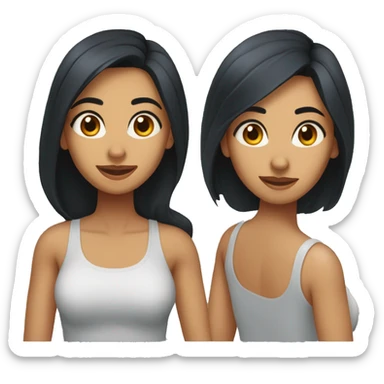 A head and shoulders shot of a 34 year old South Asian woman, with long black hair,   with brown eyes wearing a t-shirt. sticker