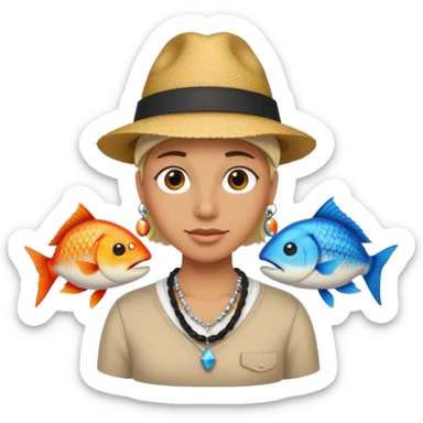 Hatted ancient People & Fish Bone Necklaces sticker